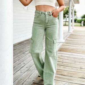 NWT Risen Jeans Women's Olive High Rise Cargo Pants In Olive 11/30